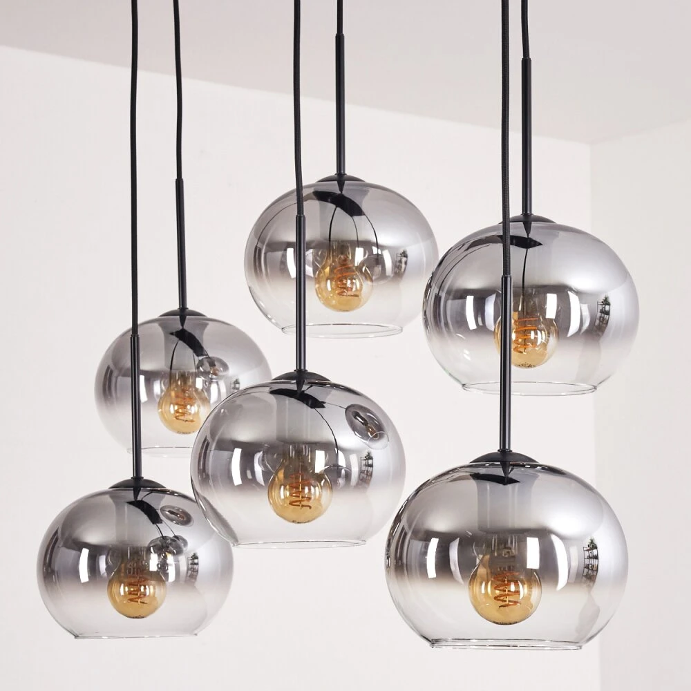 Apedo Hängeleuchte Glas 20cm Klar, Rauchfarben, 6-flammig 8 Apedo Hängeleuchte Glas 20cm Klar, Rauchfarben, 6-flammig – Bild 8