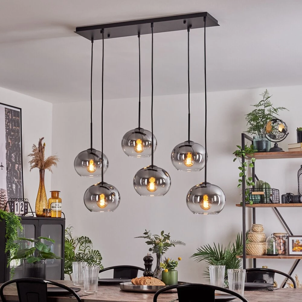 Apedo Hängeleuchte Glas 20cm Klar, Rauchfarben, 6-flammig 9 Apedo Hängeleuchte Glas 20cm Klar, Rauchfarben, 6-flammig – Bild 9