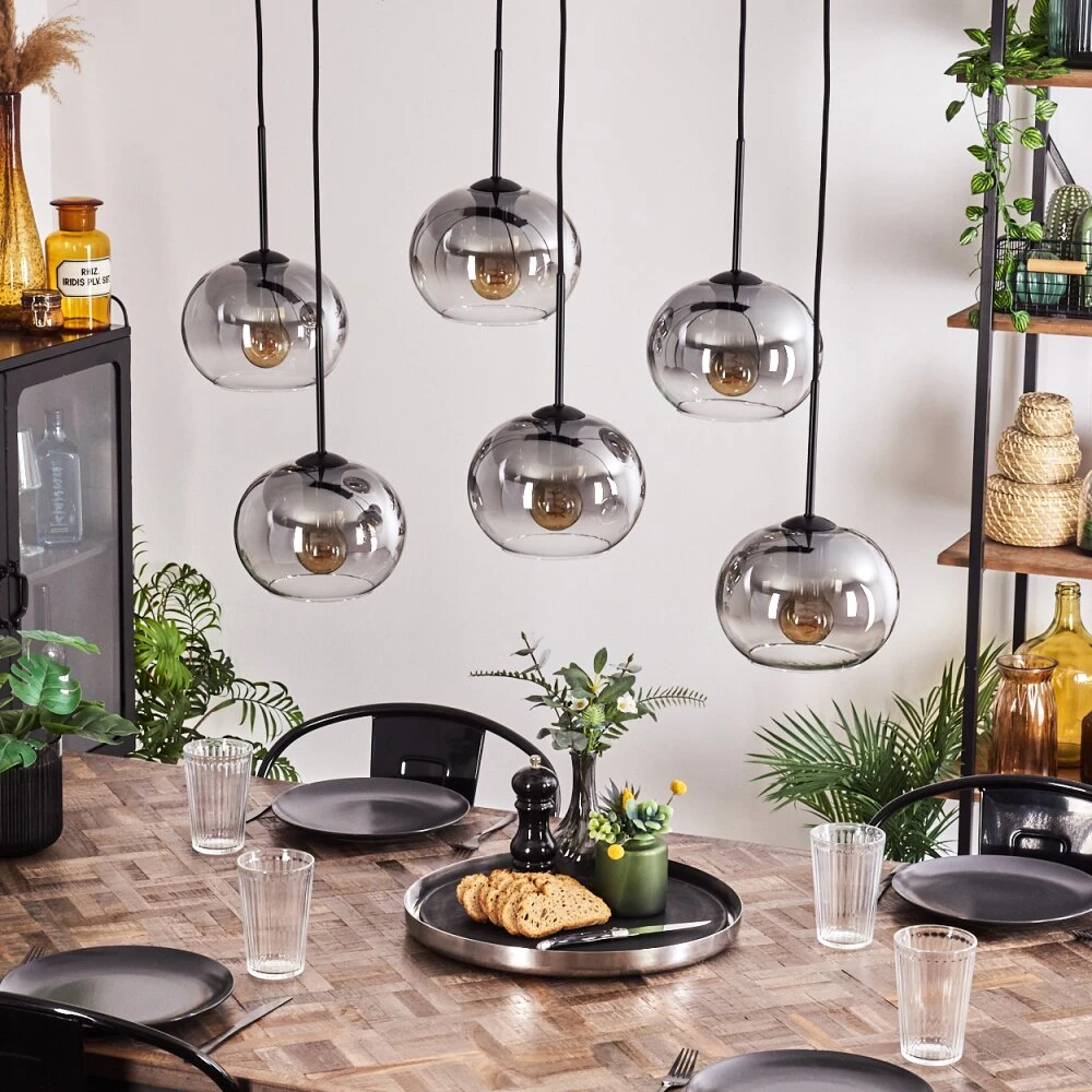 Apedo Hängeleuchte Glas 20cm Klar, Rauchfarben, 6-flammig 10 Apedo Hängeleuchte Glas 20cm Klar, Rauchfarben, 6-flammig – Bild 10