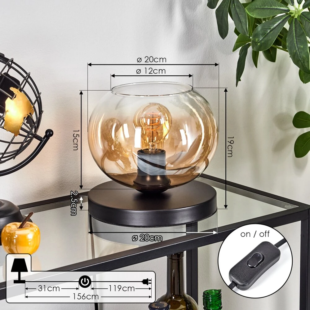Apedo Tischleuchte Glas 20 Cm Bernsteinfarben, Klar, 1-flammig 4 Apedo Tischleuchte Glas 20 Cm Bernsteinfarben, Klar, 1-flammig – Bild 4