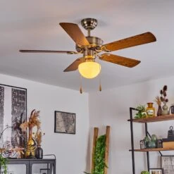 Apiao Deckenventilator Braun, Hellbraun, Holzoptik, Silber, 1-flammig -LEDVANCE Verkäufe apiao deckenventilator h3605745 10