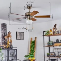 Apiao Deckenventilator Braun, Hellbraun, Holzoptik, Silber, 1-flammig -LEDVANCE Verkäufe apiao deckenventilator h3605745 3