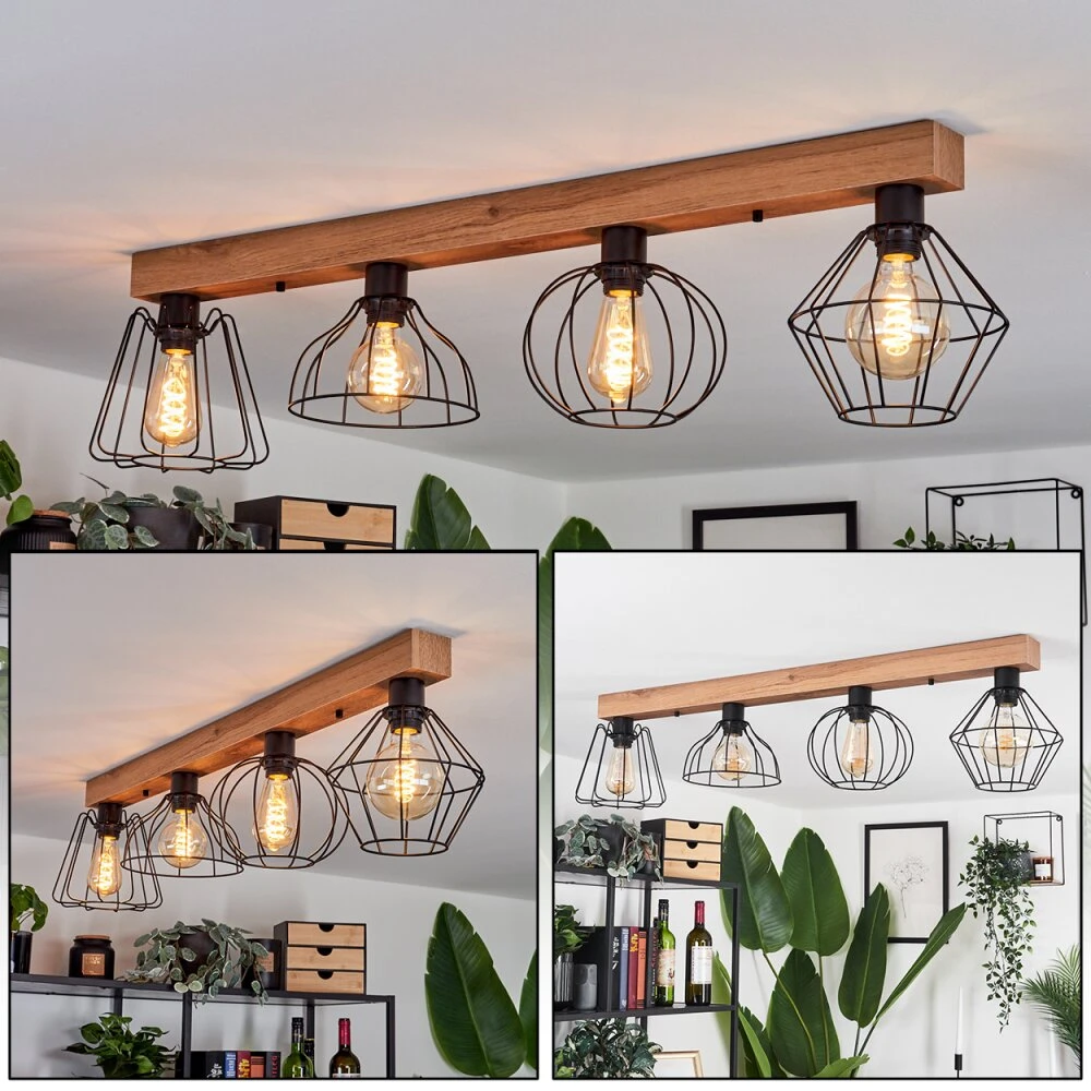 Aumal Deckenleuchte Holzoptik, 4-flammig 1 Aumal Deckenleuchte Holzoptik, 4-flammig