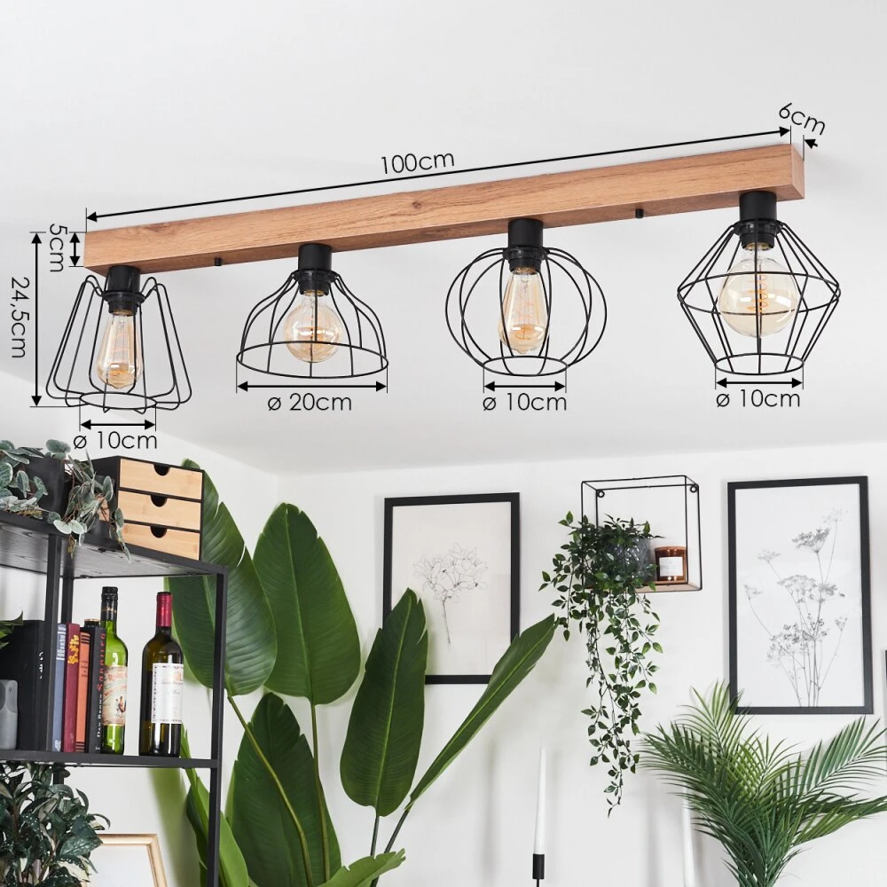 Aumal Deckenleuchte Holzoptik, 4-flammig 4 Aumal Deckenleuchte Holzoptik, 4-flammig – Bild 4