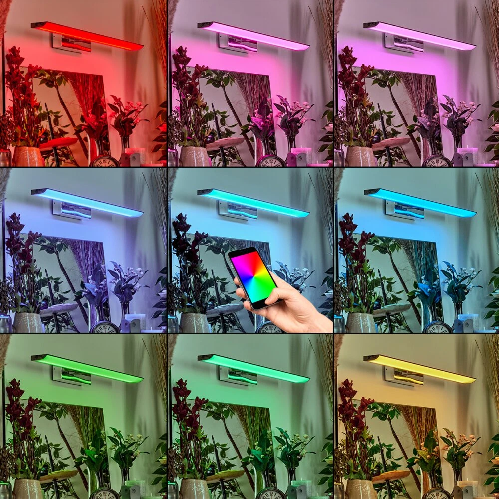 Banek Spiegelleuchte LED Chrom, 1-flammig, Farbwechsler 2 Banek Spiegelleuchte LED Chrom, 1-flammig, Farbwechsler – Bild 2