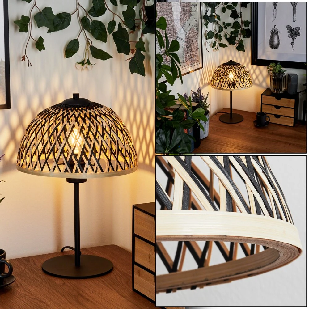 Barayn Tischleuchte Naturfarben, Schwarz, 1-flammig 1 Barayn Tischleuchte Naturfarben, Schwarz, 1-flammig