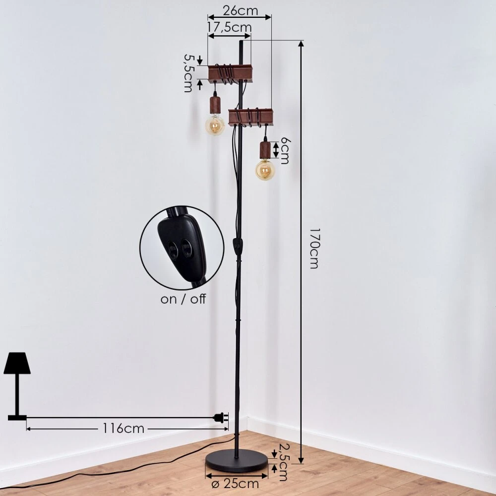 Barbengo Stehleuchte Rostfarben, Schwarz, 2-flammig 4 Barbengo Stehleuchte Rostfarben, Schwarz, 2-flammig – Bild 4