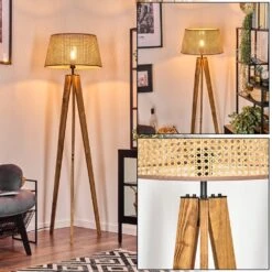 Barcos Stehleuchte 45 Cm Naturfarben, Schwarz, 1-flammig