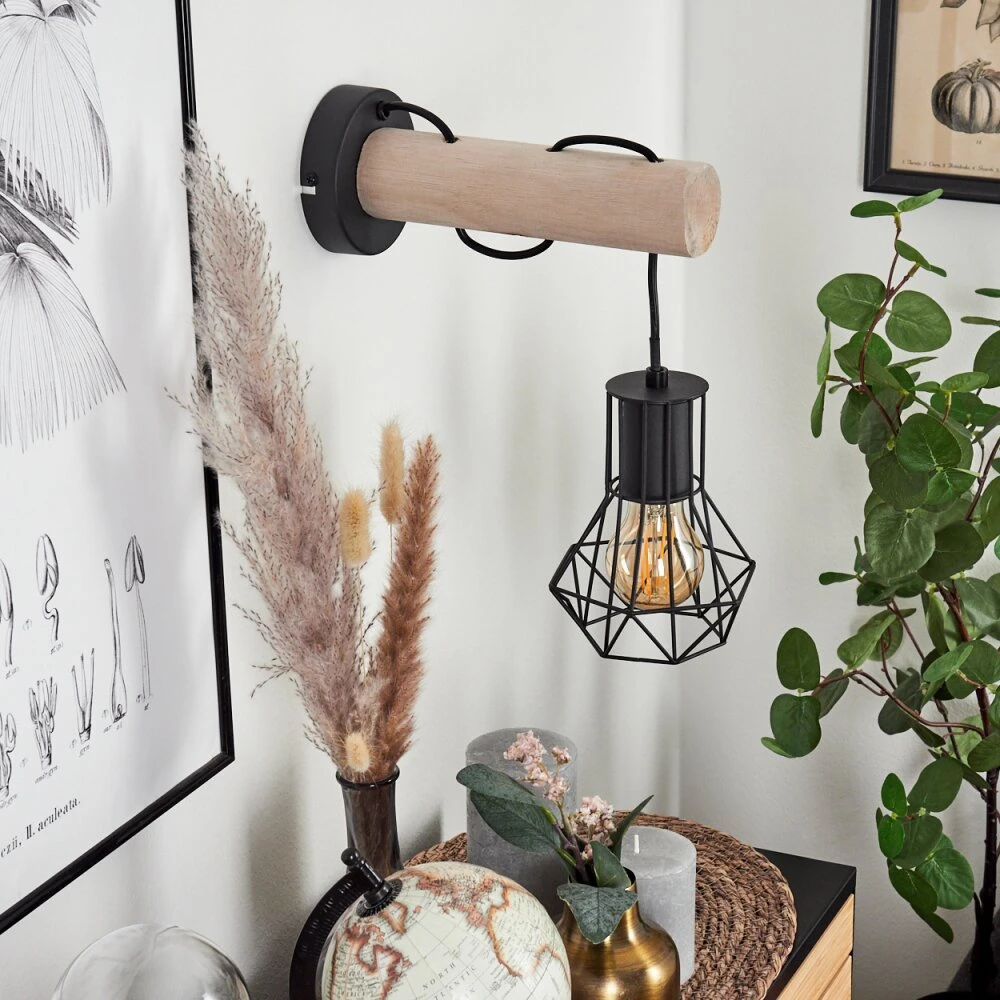 Bardhaman Wandleuchte Naturfarben, Schwarz, 1-flammig 2 Bardhaman Wandleuchte Naturfarben, Schwarz, 1-flammig – Bild 2