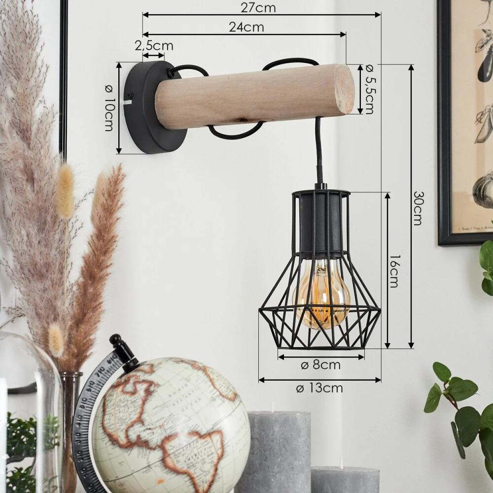 Bardhaman Wandleuchte Naturfarben, Schwarz, 1-flammig 4 Bardhaman Wandleuchte Naturfarben, Schwarz, 1-flammig – Bild 4