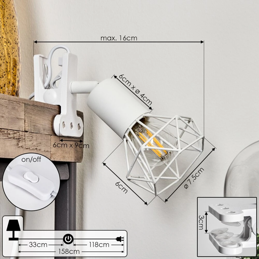 Baripada Klemmleuchte Weiß, 1-flammig 4 Baripada Klemmleuchte Weiß, 1-flammig – Bild 4