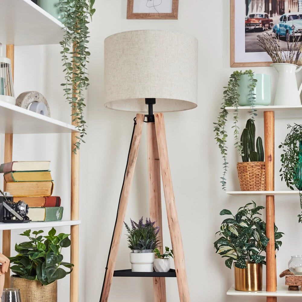 Bassagoda Stehleuchte Naturfarben, Schwarz, 1-flammig 2 Bassagoda Stehleuchte Naturfarben, Schwarz, 1-flammig – Bild 2