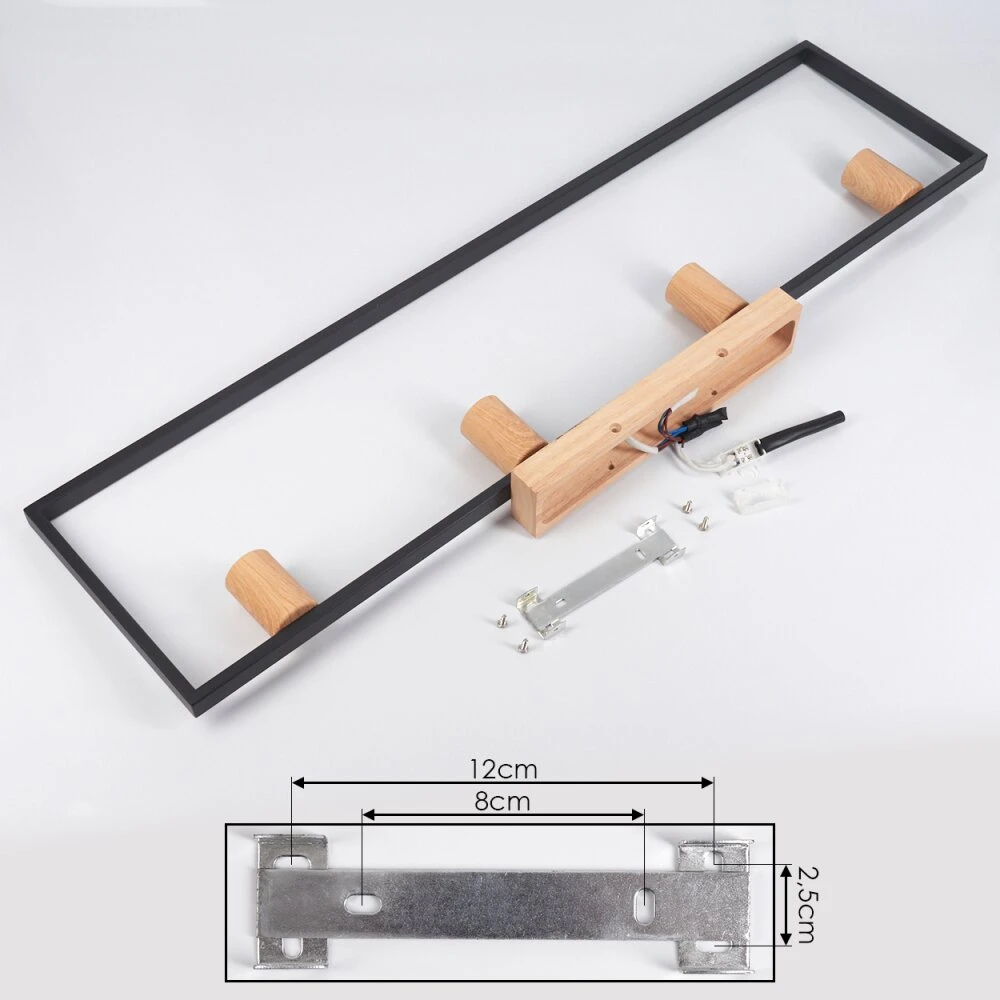 Bergo Deckenleuchte Holzoptik, Naturfarben, Schwarz, 4-flammig 5 Bergo Deckenleuchte Holzoptik, Naturfarben, Schwarz, 4-flammig – Bild 5