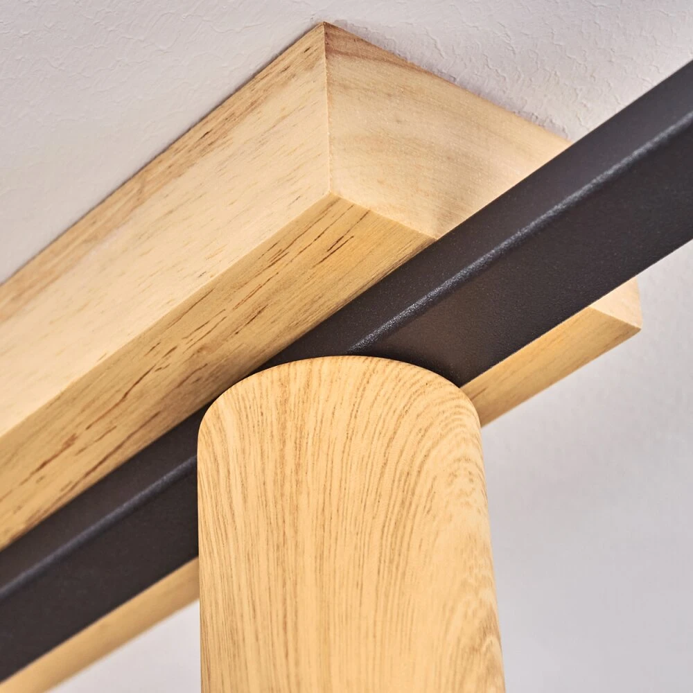 Bergo Deckenleuchte Holzoptik, Naturfarben, Schwarz, 4-flammig 6 Bergo Deckenleuchte Holzoptik, Naturfarben, Schwarz, 4-flammig – Bild 6