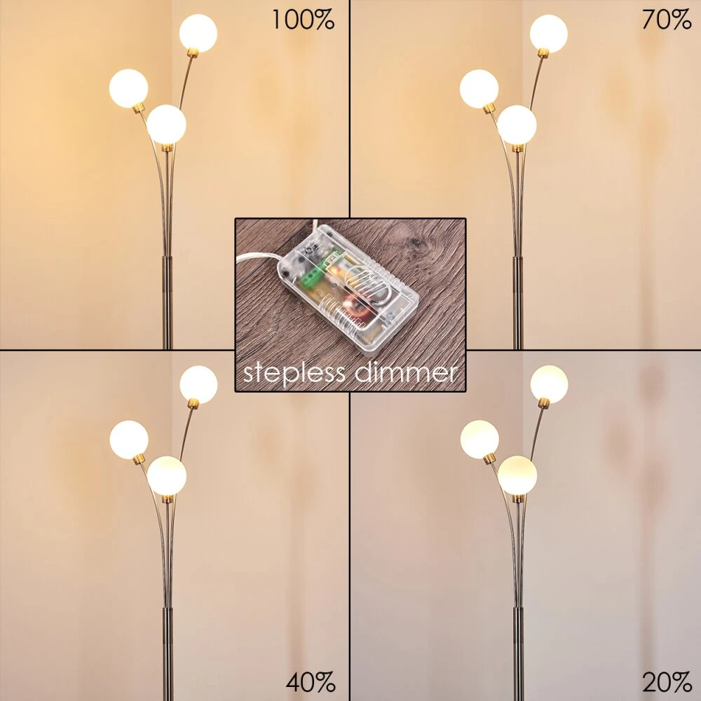 Bernado Stehlampe Nickel-Matt, 3-flammig 3 Bernado Stehlampe Nickel-Matt, 3-flammig – Bild 3