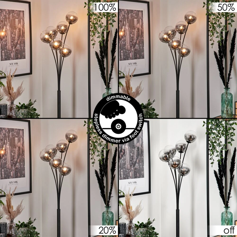 Bernado Stehleuchte Glas 12 Cm Klar, Rauchfarben, 6-flammig 2 Bernado Stehleuchte Glas 12 Cm Klar, Rauchfarben, 6-flammig – Bild 2