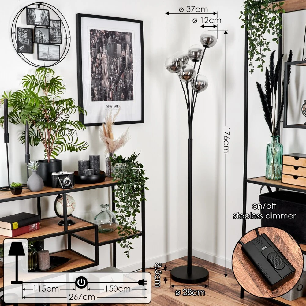 Bernado Stehleuchte Glas 12 Cm Klar, Rauchfarben, 6-flammig 4 Bernado Stehleuchte Glas 12 Cm Klar, Rauchfarben, 6-flammig – Bild 4