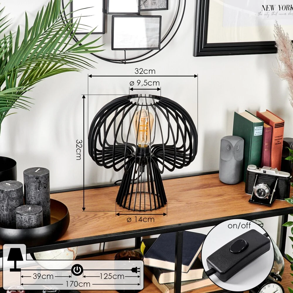 Berne Tischleuchte Schwarz, 1-flammig 4 Berne Tischleuchte Schwarz, 1-flammig – Bild 4