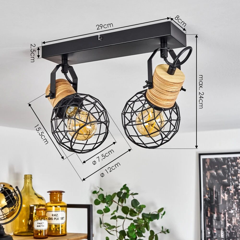 Bridgeport Deckenleuchte Schwarz, 2-flammig 4 Bridgeport Deckenleuchte Schwarz, 2-flammig – Bild 4