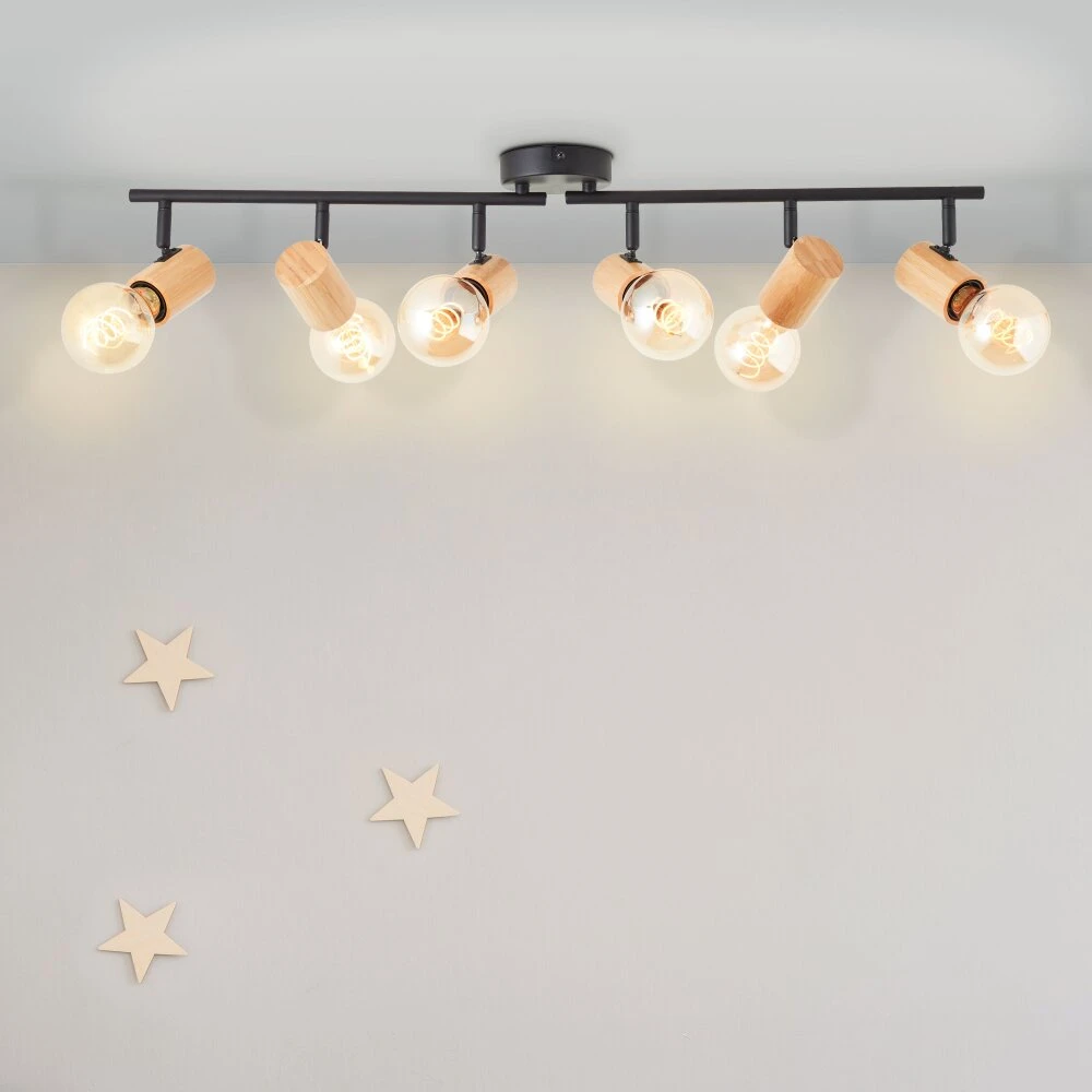 Brilliant Kerry Deckenleuchte Naturfarben, Schwarz, 6-flammig 2 Brilliant Kerry Deckenleuchte Naturfarben, Schwarz, 6-flammig – Bild 2