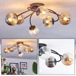 Chehalis Deckenleuchte 10 Cm Bernsteinfarben, Klar, Rauchfarben, 6-flammig