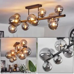 Chehalis Deckenleuchte Glas 10 Cm, 12 Cm, 15 Cm Rauchfarben, 10-flammig