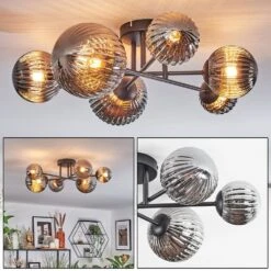 Chehalis Deckenleuchte Glas 10 Cm, 12 Cm, 15 Cm Rauchfarben, 6-flammig