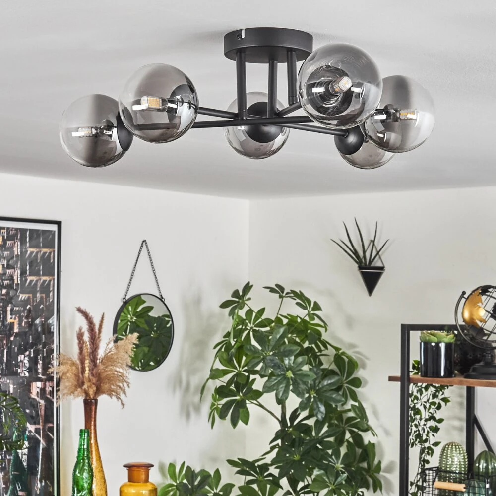 Chehalis Deckenleuchte Glas 10 Cm Klar, Rauchfarben, 6-flammig 2 Chehalis Deckenleuchte Glas 10 Cm Klar, Rauchfarben, 6-flammig – Bild 2