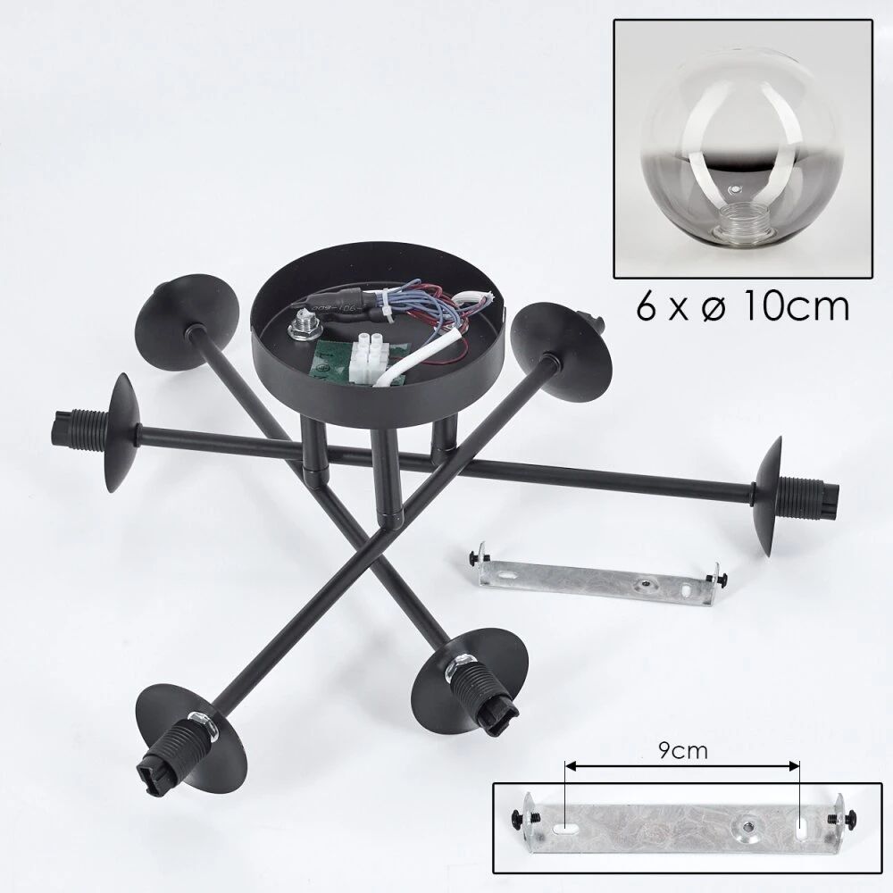 Chehalis Deckenleuchte Glas 10 Cm Klar, Rauchfarben, 6-flammig 5 Chehalis Deckenleuchte Glas 10 Cm Klar, Rauchfarben, 6-flammig – Bild 5