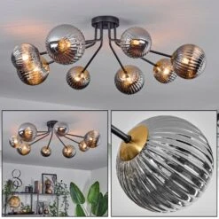 Chehalis Deckenleuchte Glas 12 Cm, 15 Cm Gold, Schwarz, 8-flammig