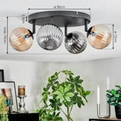 Chehalis Deckenleuchte Glas 12 Cm Bernsteinfarben, Rauchfarben, 4-flammig -LEDVANCE Verkäufe chehalis deckenleuchte glas 12 cm h9042631 3