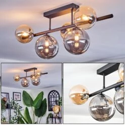 Chehalis Deckenleuchte Glas 12cm, 15 Cm Schwarz, 5-flammig