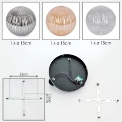 Chehalis Deckenleuchte Glas 15 Cm Bernsteinfarben, Klar, Rauchfarben, 3-flammig -LEDVANCE Verkäufe chehalis deckenleuchte glas 15 cm h9016113 4