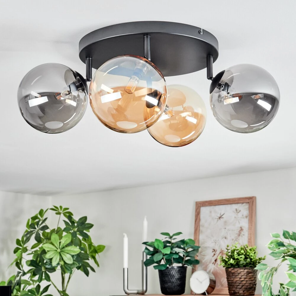 Chehalis Deckenleuchte Glas 15 Cm Bernsteinfarben, Rauchfarben, 4-flammig 2 Chehalis Deckenleuchte Glas 15 Cm Bernsteinfarben, Rauchfarben, 4-flammig – Bild 2