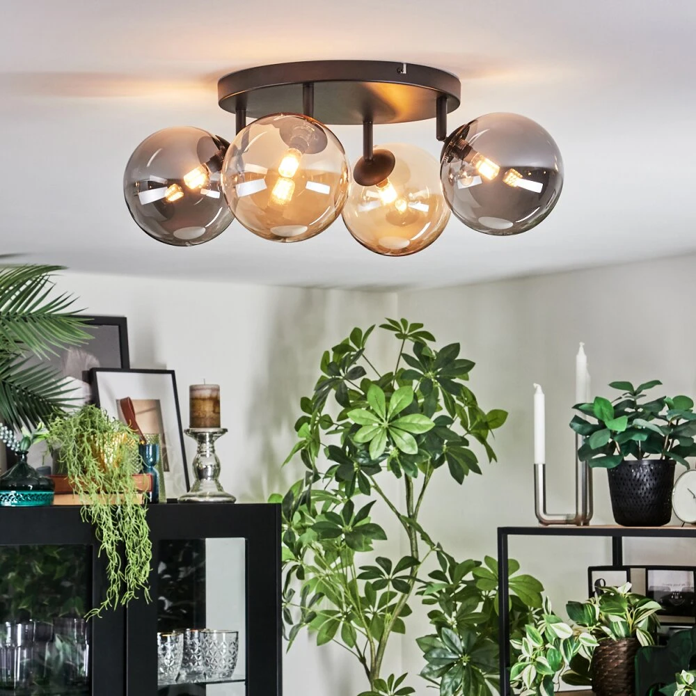 Chehalis Deckenleuchte Glas 15 Cm Bernsteinfarben, Rauchfarben, 4-flammig 7 Chehalis Deckenleuchte Glas 15 Cm Bernsteinfarben, Rauchfarben, 4-flammig – Bild 7