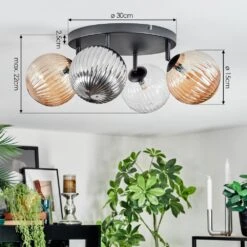 Chehalis Deckenleuchte Glas 15 Cm Bernsteinfarben, Klar, Rauchfarben, 4-flammig -LEDVANCE Verkäufe chehalis deckenleuchte glas 15 cm h9042778 3