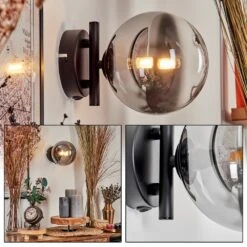 Chehalis Wandleuchte Glas 15 Cm Klar, Rauchfarben, 1-flammig