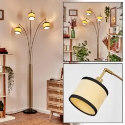 Chellas Stehleuchte Messing, Schwarz, 3-flammig