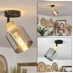 Covelas Deckenleuchte Naturfarben, Schwarz, 1-flammig