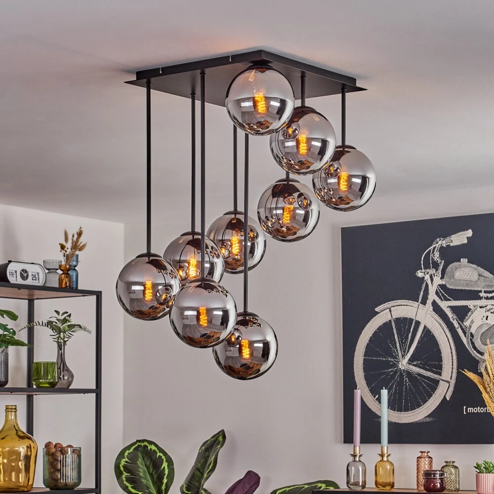 Gastor Deckenleuchte Glas 15 Cm Chrom, Rauchfarben, 9-flammig 11 Gastor Deckenleuchte Glas 15 Cm Chrom, Rauchfarben, 9-flammig – Bild 11