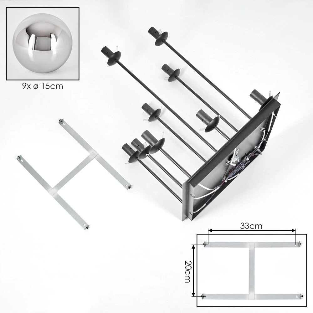 Gastor Deckenleuchte Glas 15 Cm Chrom, Rauchfarben, 9-flammig 5 Gastor Deckenleuchte Glas 15 Cm Chrom, Rauchfarben, 9-flammig – Bild 5
