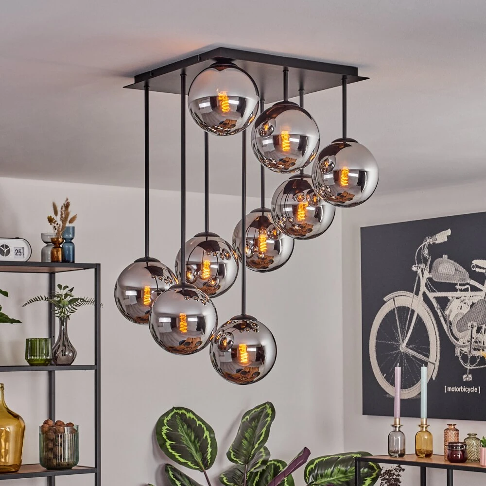 Gastor Deckenleuchte Glas 15 Cm Chrom, Rauchfarben, 9-flammig 9 Gastor Deckenleuchte Glas 15 Cm Chrom, Rauchfarben, 9-flammig – Bild 9