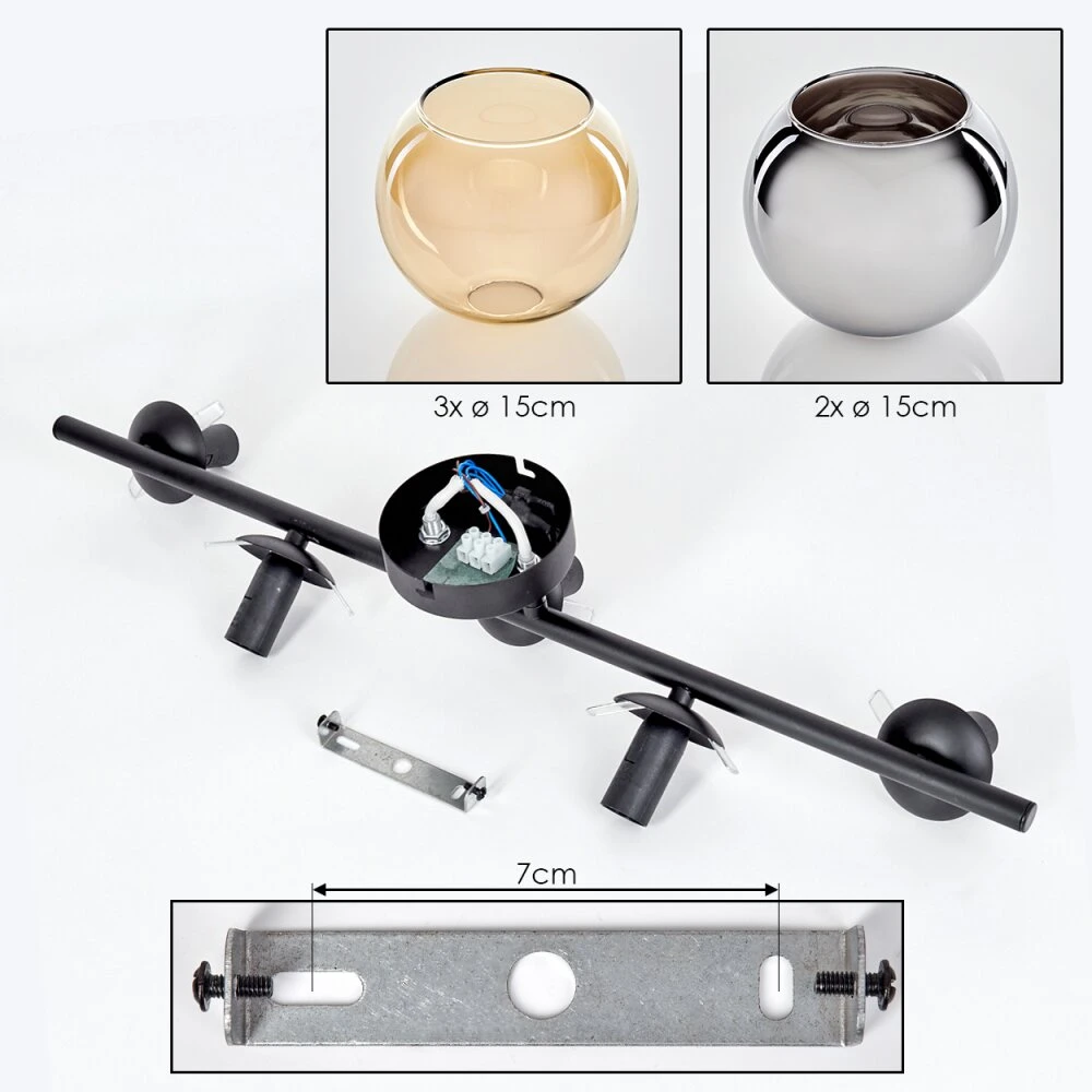 Gastor Deckenleuchte Glas 15 Cm Bernsteinfarben, Chrom, Rauchfarben, 5-flammig 5 Gastor Deckenleuchte Glas 15 Cm Bernsteinfarben, Chrom, Rauchfarben, 5-flammig – Bild 5
