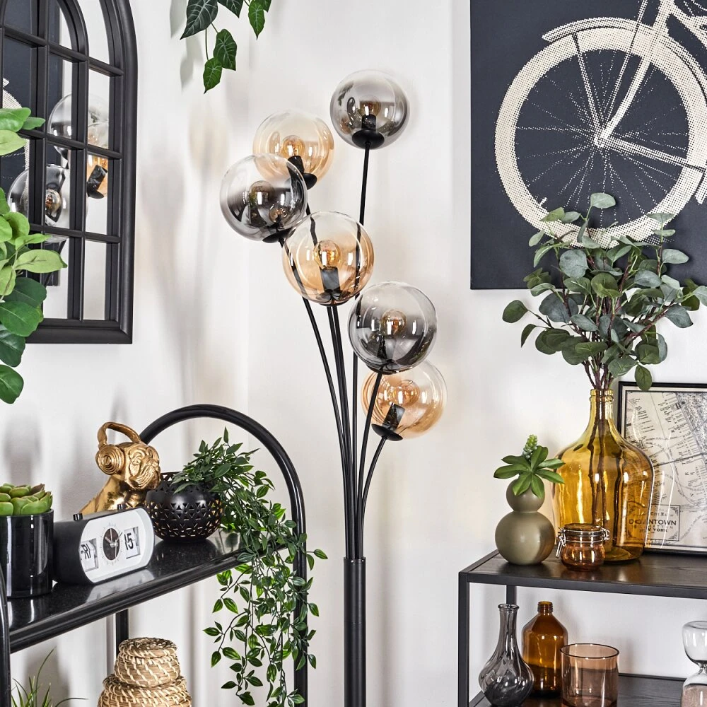 Gastor Stehleuchte Glas 15 Cm Bernsteinfarben, Klar, Rauchfarben, 6-flammig 2 Gastor Stehleuchte Glas 15 Cm Bernsteinfarben, Klar, Rauchfarben, 6-flammig – Bild 2