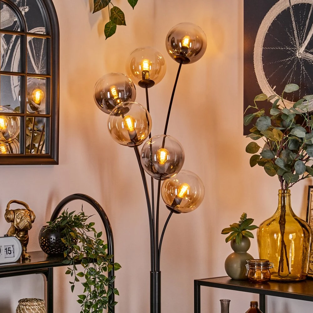 Gastor Stehleuchte Glas 15 Cm Bernsteinfarben, Klar, Rauchfarben, 6-flammig 11 Gastor Stehleuchte Glas 15 Cm Bernsteinfarben, Klar, Rauchfarben, 6-flammig – Bild 11