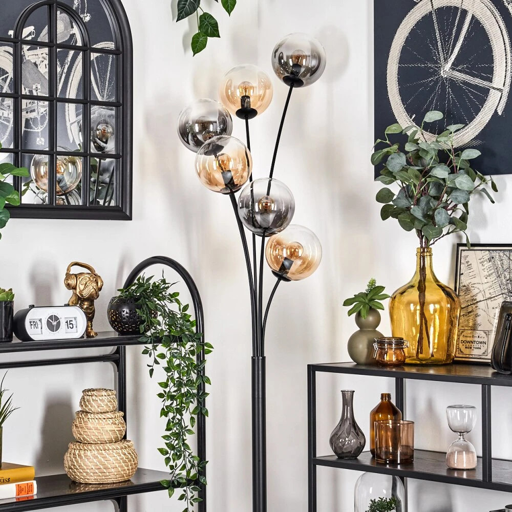 Gastor Stehleuchte Glas 15 Cm Bernsteinfarben, Klar, Rauchfarben, 6-flammig 12 Gastor Stehleuchte Glas 15 Cm Bernsteinfarben, Klar, Rauchfarben, 6-flammig – Bild 12