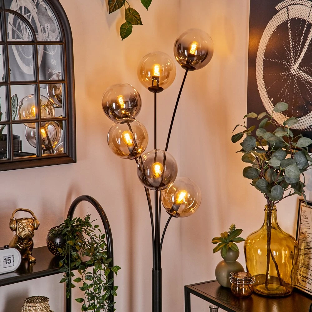 Gastor Stehleuchte Glas 15 Cm Bernsteinfarben, Klar, Rauchfarben, 6-flammig 13 Gastor Stehleuchte Glas 15 Cm Bernsteinfarben, Klar, Rauchfarben, 6-flammig – Bild 13