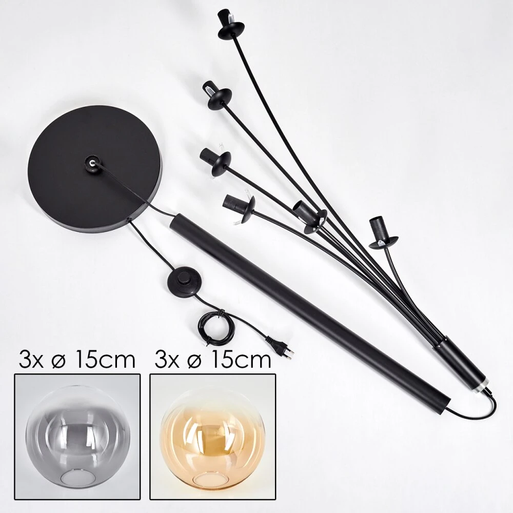 Gastor Stehleuchte Glas 15 Cm Bernsteinfarben, Klar, Rauchfarben, 6-flammig 5 Gastor Stehleuchte Glas 15 Cm Bernsteinfarben, Klar, Rauchfarben, 6-flammig – Bild 5