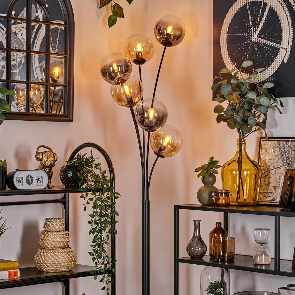 Gastor Stehleuchte Glas 15 Cm Bernsteinfarben, Klar, Rauchfarben, 6-flammig 9 Gastor Stehleuchte Glas 15 Cm Bernsteinfarben, Klar, Rauchfarben, 6-flammig – Bild 9