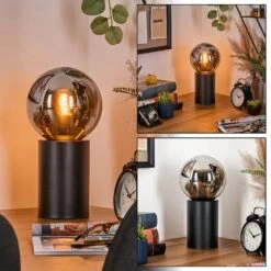 Gastor Tischleuchte Glas 15 Cm Chrom, Rauchfarben, 1-flammig